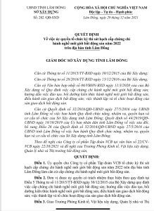 QUYẾT ĐỊNH ỦY QUYỀN THI SÁT HẠCH MÔI GIỚI BĐS – SỞ XÂY DỰNG TỈNH lâm đồng